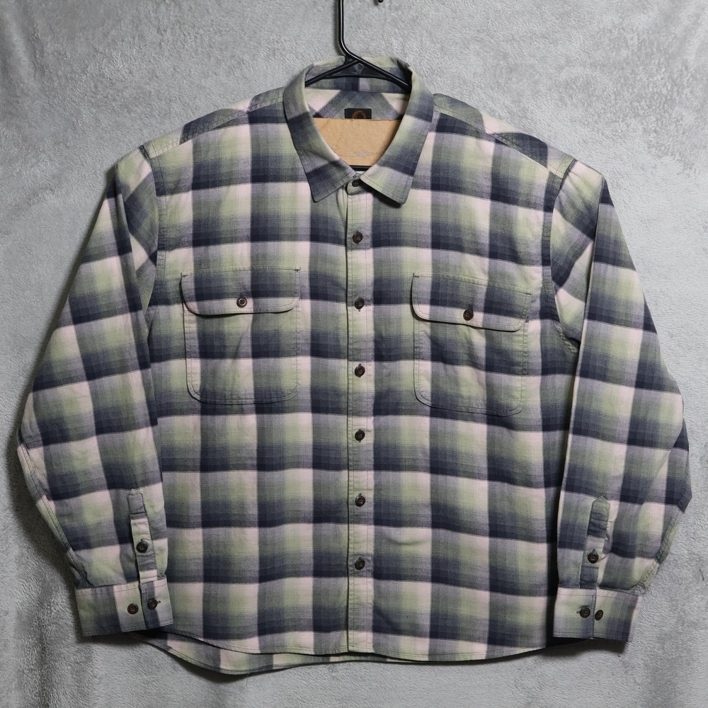 Overland Shirt Mens 2XL Green Plaid Flannel Outdoor Gorpcore Long Sleeve Casual - Picture 2 of 9